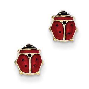Gold Classics(tm) 14kt. Gold Enameled Ladybug Post Earrings