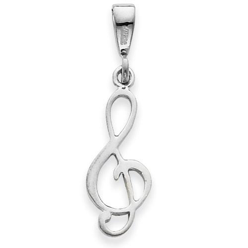 Unisex Gold Classics(tm) 14kt. White-Gold Music Note Pendant