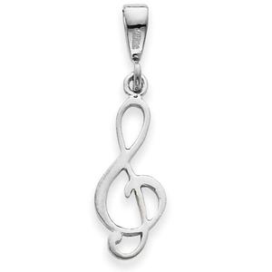 Unisex Gold Classics(tm) 14kt. White-Gold Music Note Pendant