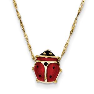 Gold Classics(tm) 14kt. Enameled Ladybug Necklace
