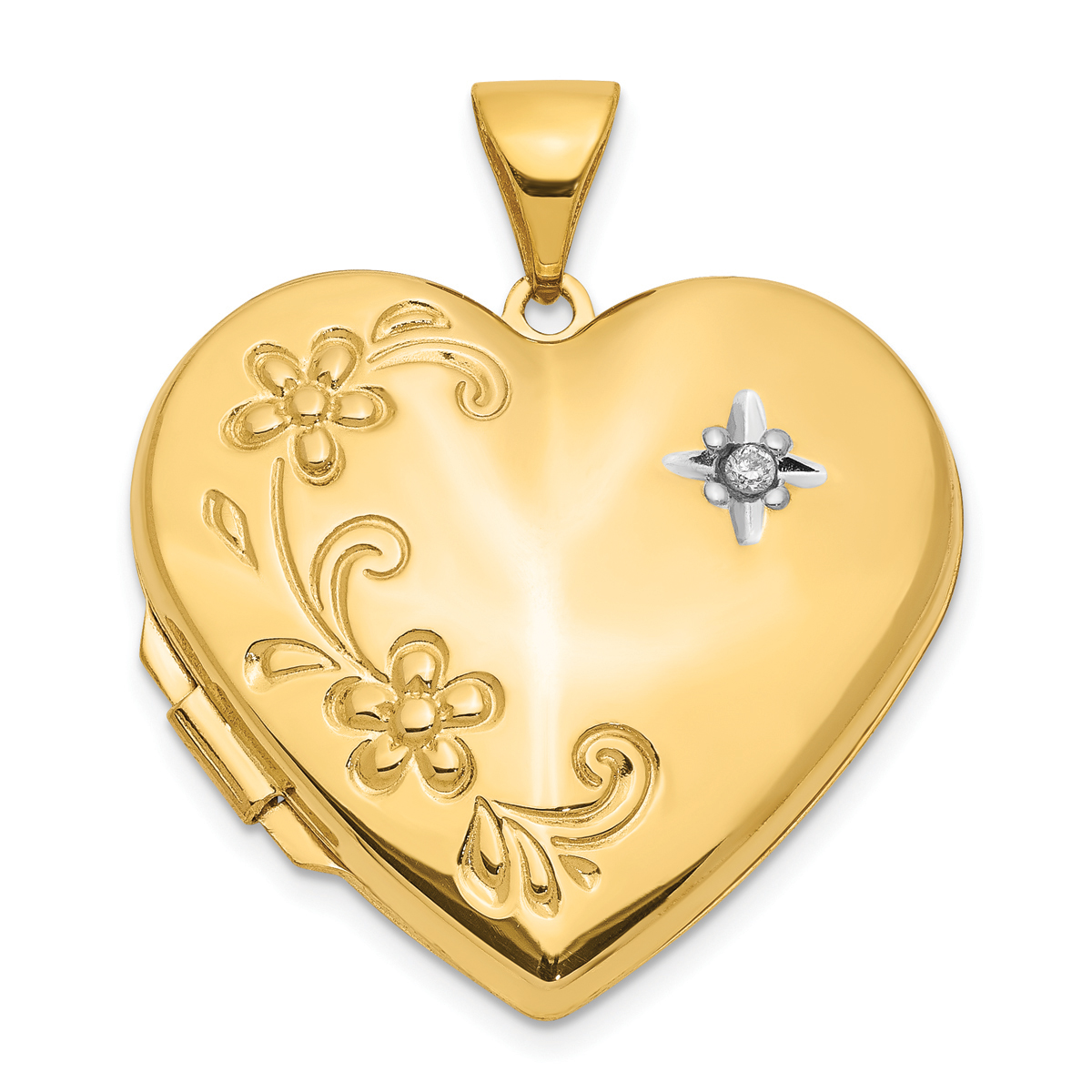 Gold Classics(tm) 14kt. Gold Diamond Family Heart Locket