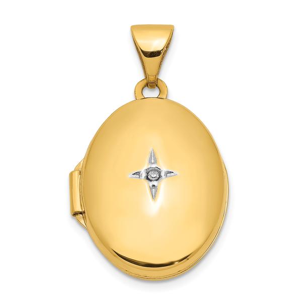 Gold Classics(tm) 14kt. Gold Oval Diamond Locket