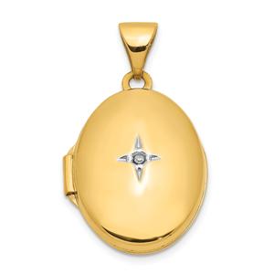 Gold Classics(tm) 14kt. Gold Oval Diamond Locket