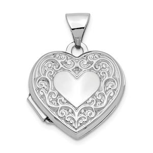 Gold Classics(tm) 14kt. White Gold Scroll Heart Locket