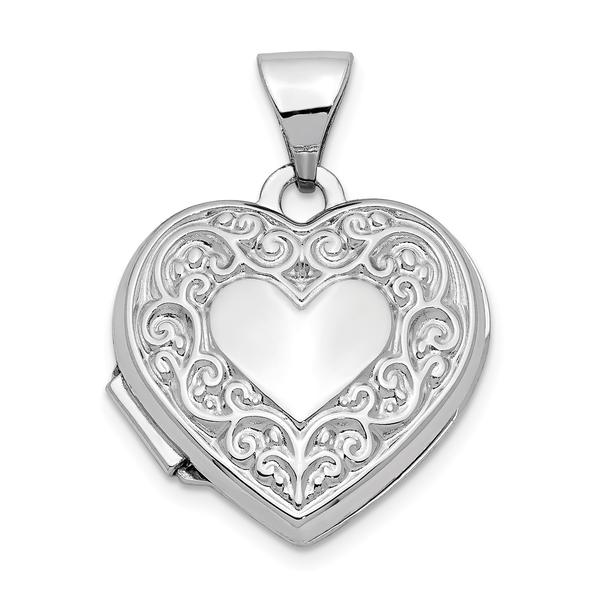Gold Classics(tm) 14kt. White Gold Scroll Heart Locket