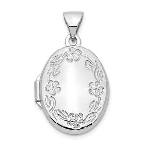 Gold Classics(tm) 14kt. White Gold 17mm Oval Floral Engraved Locket