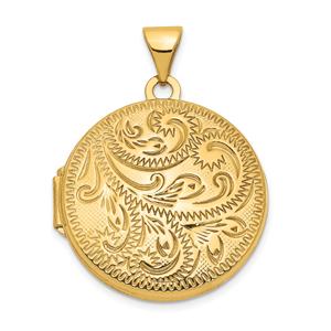 Gold Classics(tm) 14kt. Gold 20mm Round Fully Scroll Engraved Locket