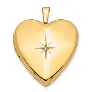 Gold Classics(tm) 14kt. Gold 20mm Diamond Heart Locket