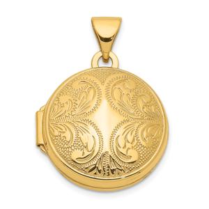 Gold Classics(tm) 14kt. Gold 16mm Round Locket with Scroll Design
