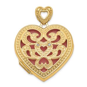 Gold Classics(tm) 14kt. Gold 24mm Heart Diamond Vintage Locket
