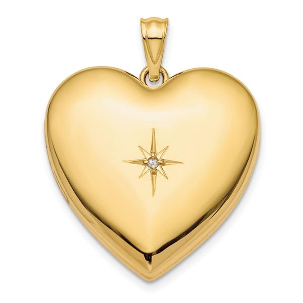 Gold Classics(tm) 14kt. Gold 24mm Diamond Star Ash Heart Locket