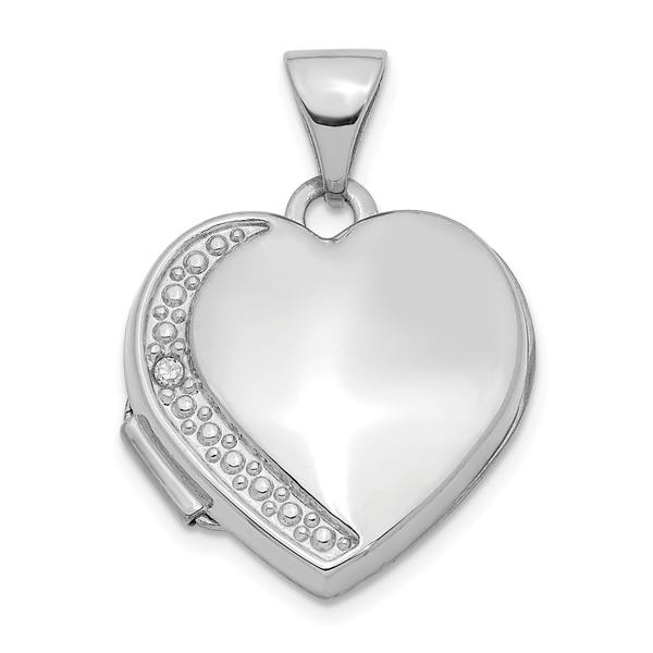 Gold Classics(tm) 14kt. White Gold Diamond 16mm Heart Locket Pendant