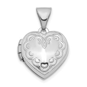 Gold Classics(tm) 14kt. White Gold Decorated 13mm Heart Locket