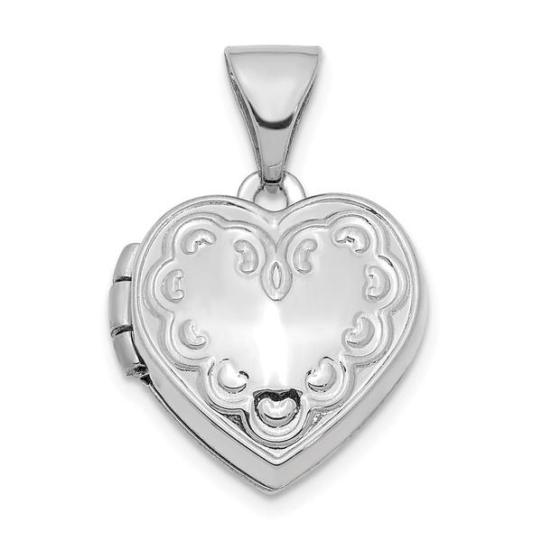 Gold Classics(tm) 14kt. White Gold Decorated 13mm Heart Locket