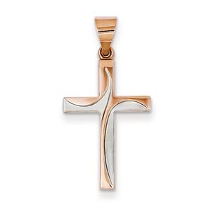 Gold Classics(tm) Swirling Two-Tone Cross Pendant