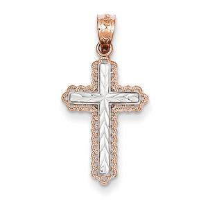 Gold Classics(tm) Rose Gold & Rhodium Diamond Cut Cross