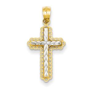 Gold Classics(tm) 14kt. Gold & Rhodium Diamond Cut Cross