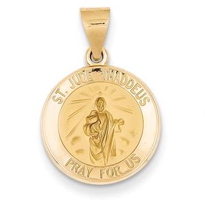 Unisex Gold Classics(tm) 14kt. St. Jude Thaddeus Medal Pendant