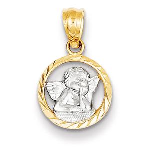 Unisex Gold Classics(tm) 14kt. Yellow Gold & Rhodium Cherub Pendant