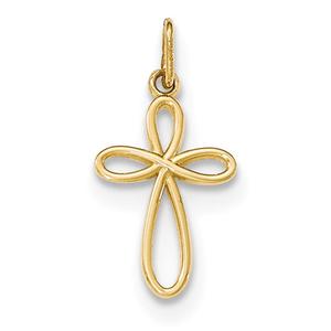 Gold Classics(tm) Gold Small Ribbon Cross Pendant