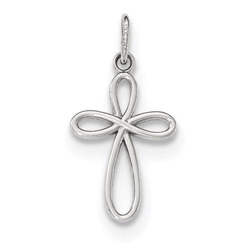 Gold Classics(tm) White Gold Polished Ribbon Cross