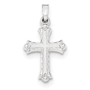 Unisex Gold Classics(tm) 14kt. White Gold Fleur De Lis Cross Pendant