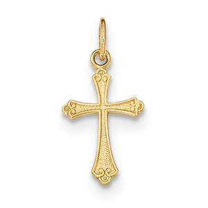 Adult Unisex Gold Classics(tm) 14kt. Small Polished Cross Pendant