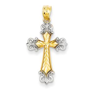 Gold Classics(tm) 14kt. Yellow & Rhodium Cross Pendant