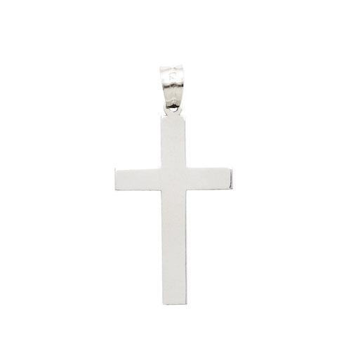Unisex Gold Classics(tm) 14kt. White Gold Polished Cross Pendant