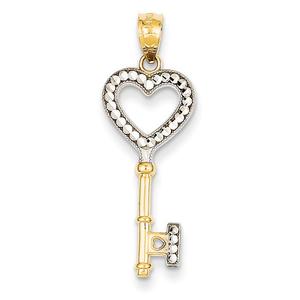 Gold Classics(tm) 14kt. & Rhodium Key Pendant