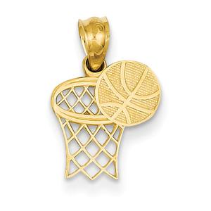 Gold Classics(tm) 14k. Basketball & Hoop Pendant