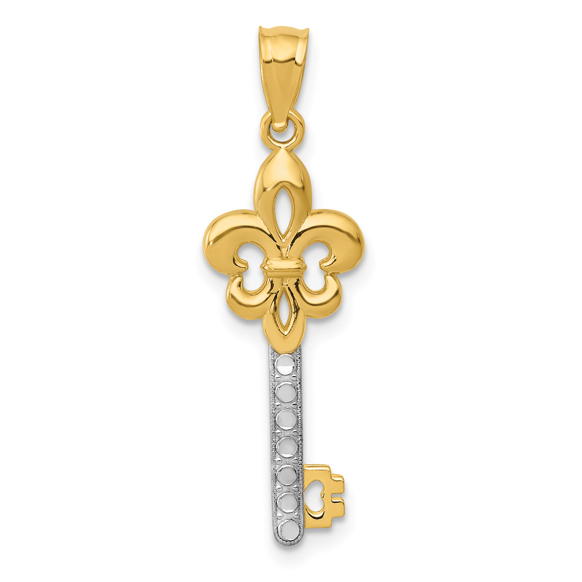 Gold Classics(tm) 14kt. Gold & Rhodium Fleur De Lis Key Charm