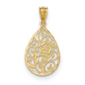 Gold Classics(tm) 14kt. Small Filigree Teardrop Pendant