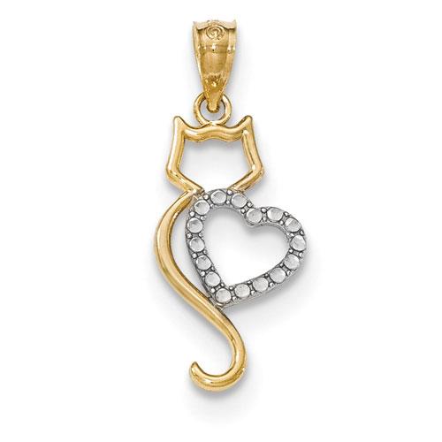 Gold Classics(tm) 14kt. Two-Tone Cat & Heart Pendant