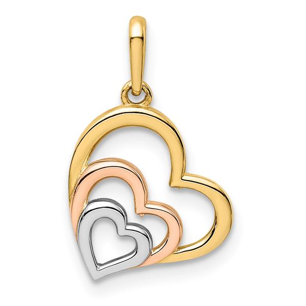 Gold Classics(tm) 14kt. Two-Tone Polished 3 Heart Pendant