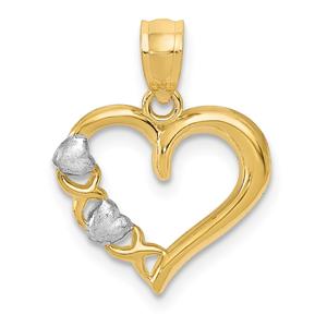 Gold Classics(tm) 14kt. Gold & Rhodium Polished Heart Pendant
