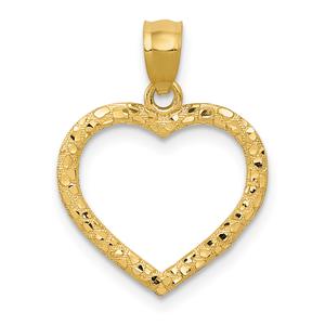 Gold Classics(tm) 14kt.  Textured Cut-out Heart Pendant