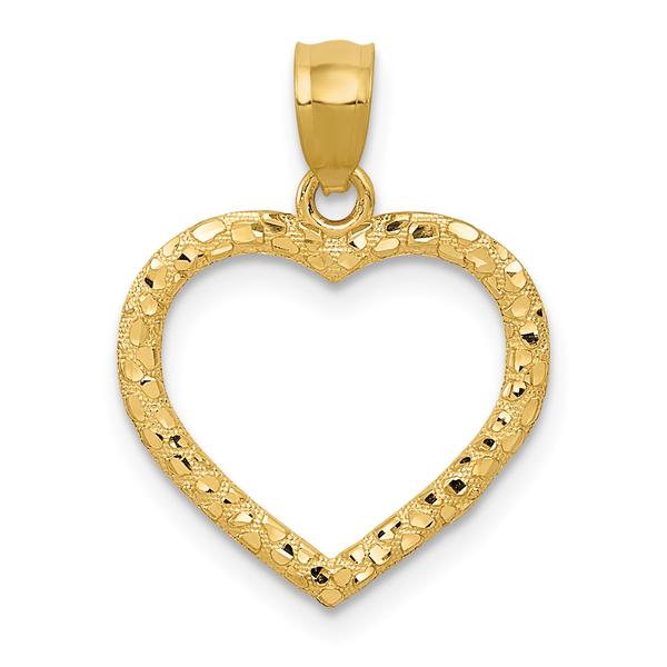 Gold Classics(tm) 14kt. Textured Cut-out Heart Pendant
