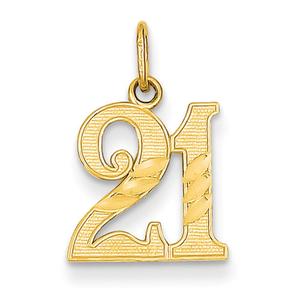 Gold Classics(tm) Quality Gold 14kt. Diamond Cut 21 Pendant
