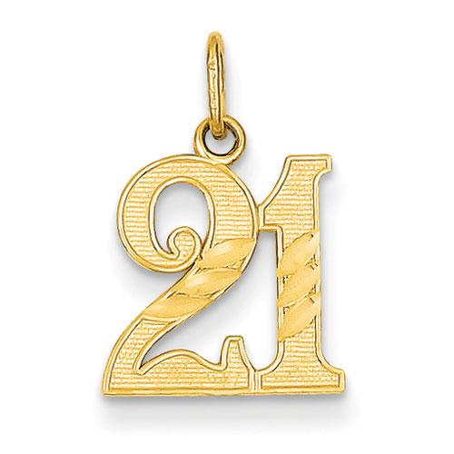 Gold Classics(tm) Quality Gold 14kt. Diamond Cut 21 Pendant