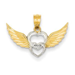 Gold Classics(tm) 14kt. Double Heart & Wings Pendant