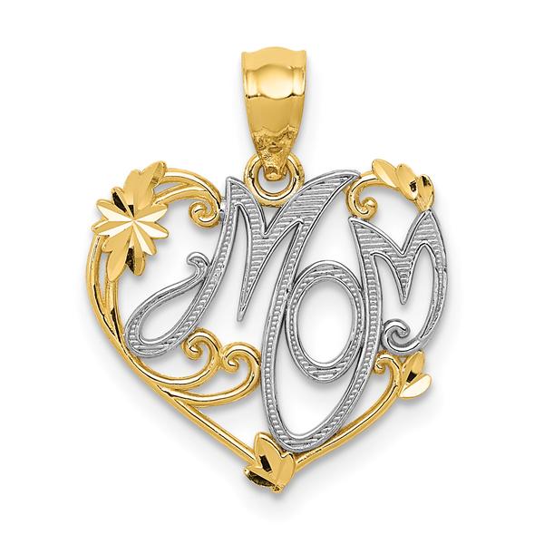 Gold Classics(tm) 14kt. Gold & Rhodium MOM Pendant