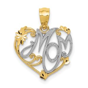 Gold Classics(tm) 14kt. Gold & Rhodium MOM Pendant