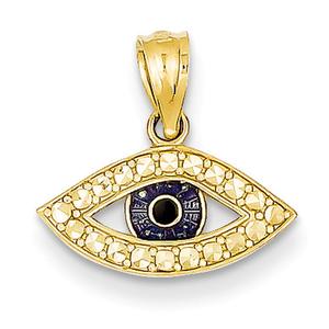 Gold Classics(tm) 14kt. & Rhodium Enameled Eye Pendant