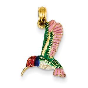 Gold Classics(tm) 14kt. Enameled Hummingbird Pendant