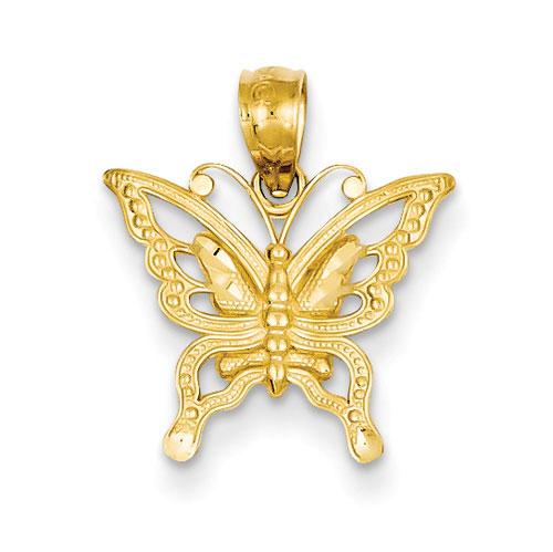 Gold Classics(tm) 14kt. Diamond Cut Butterfly Pendant