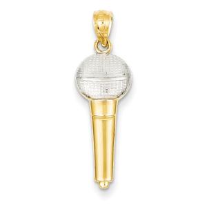 Gold Classics(tm) 14kt. & Rhodium Microphone Pendant