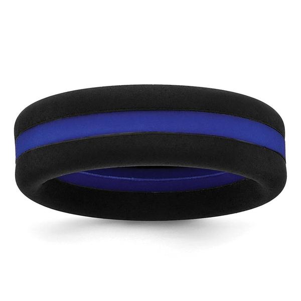 Mens Gentlemen's Classics(tm) Black Silicone 7.5mm Wedding Band