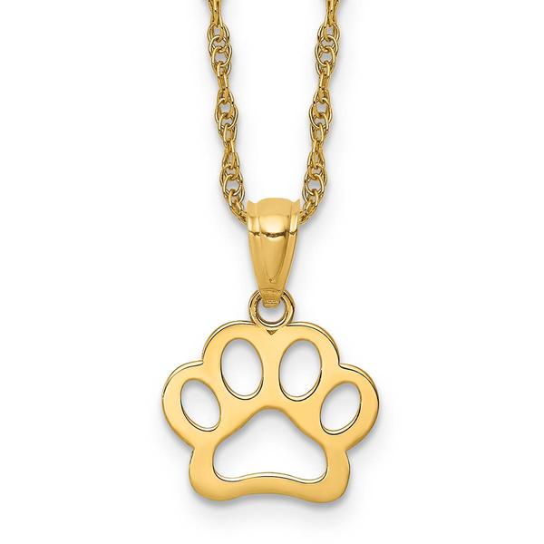 Gold Classics(tm) Yellow Gold Dog Paw Pendant Necklace