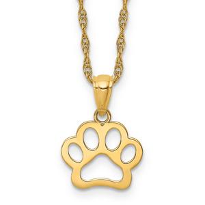 Gold Classics(tm) Yellow Gold Dog Paw Pendant Necklace